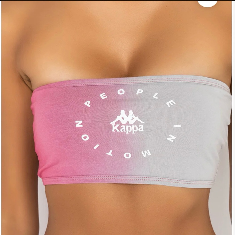 Kappa Tube Crop Top Bandeau Sporty Athleisure Casual Streetwear Gym Workout Y2K
